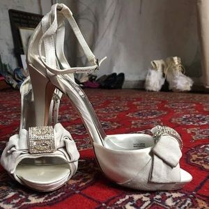 Badgley Mischkawhite satin suede Swarowski crystal